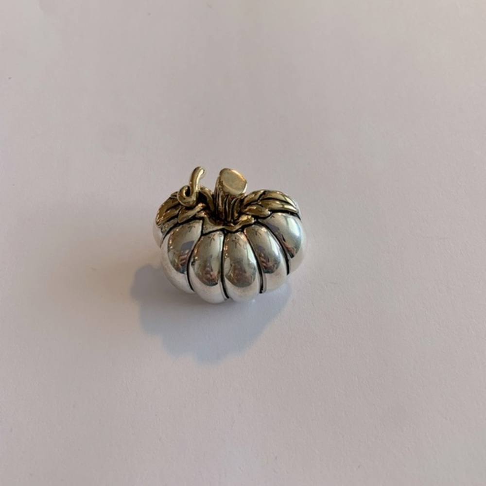 pumpkin vintage brooch signed mj